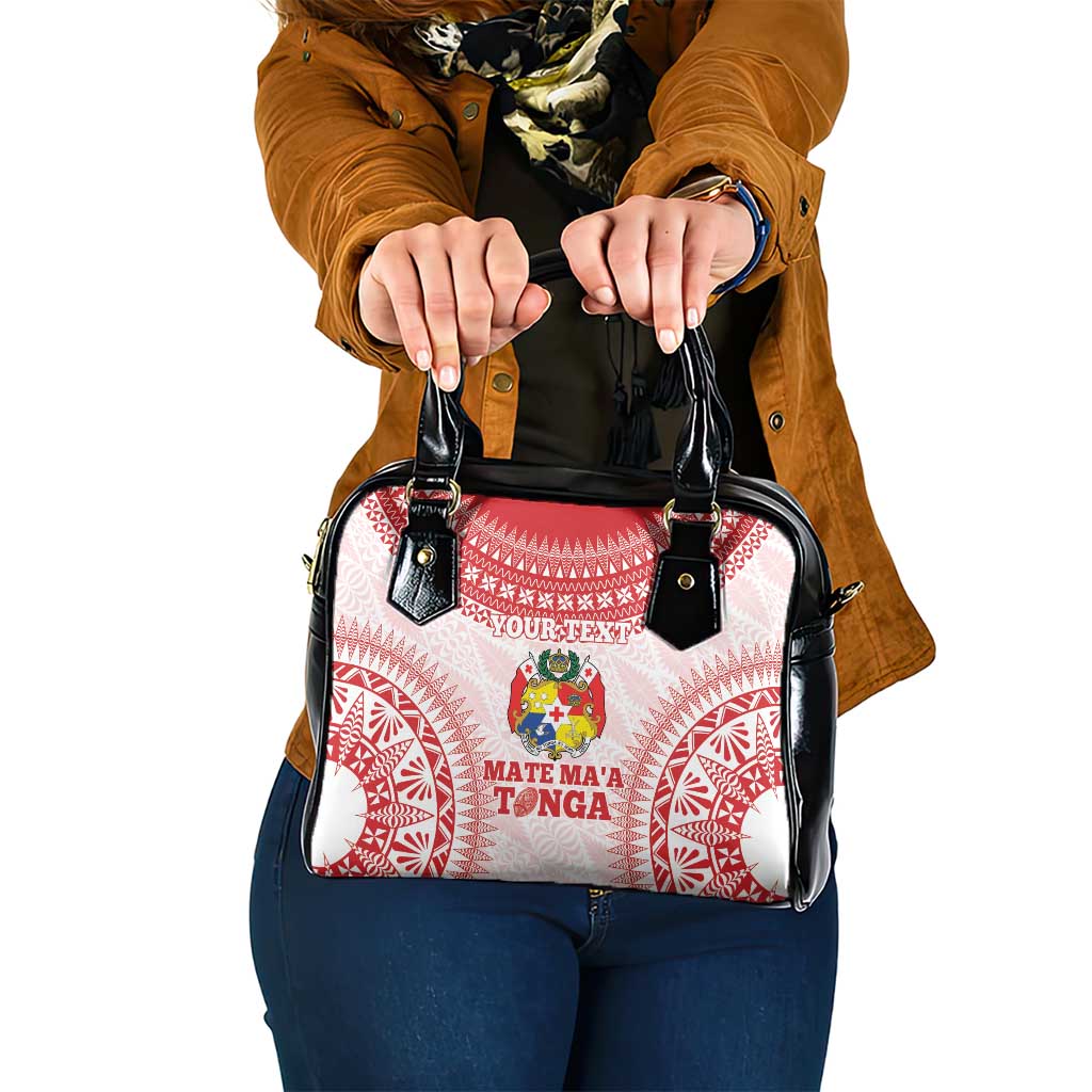 Custom Tonga Mate Maa Shoulder Handbag Go Champions Tongan Ngatu - White LT14 One Size White - Polynesian Pride