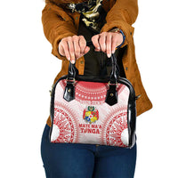 Custom Tonga Mate Maa Shoulder Handbag Go Champions Tongan Ngatu - White LT14 One Size White - Polynesian Pride