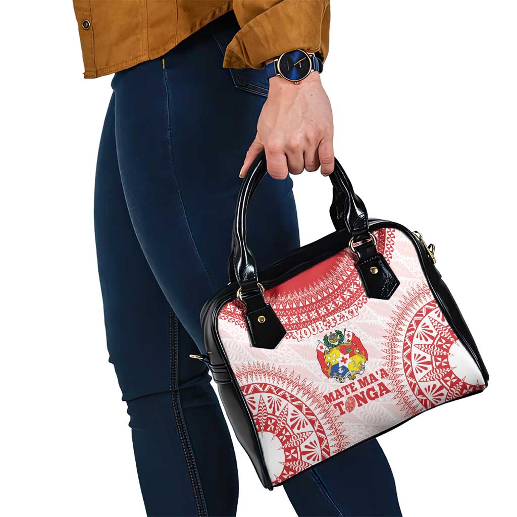 Custom Tonga Mate Maa Shoulder Handbag Go Champions Tongan Ngatu - White LT14 - Polynesian Pride