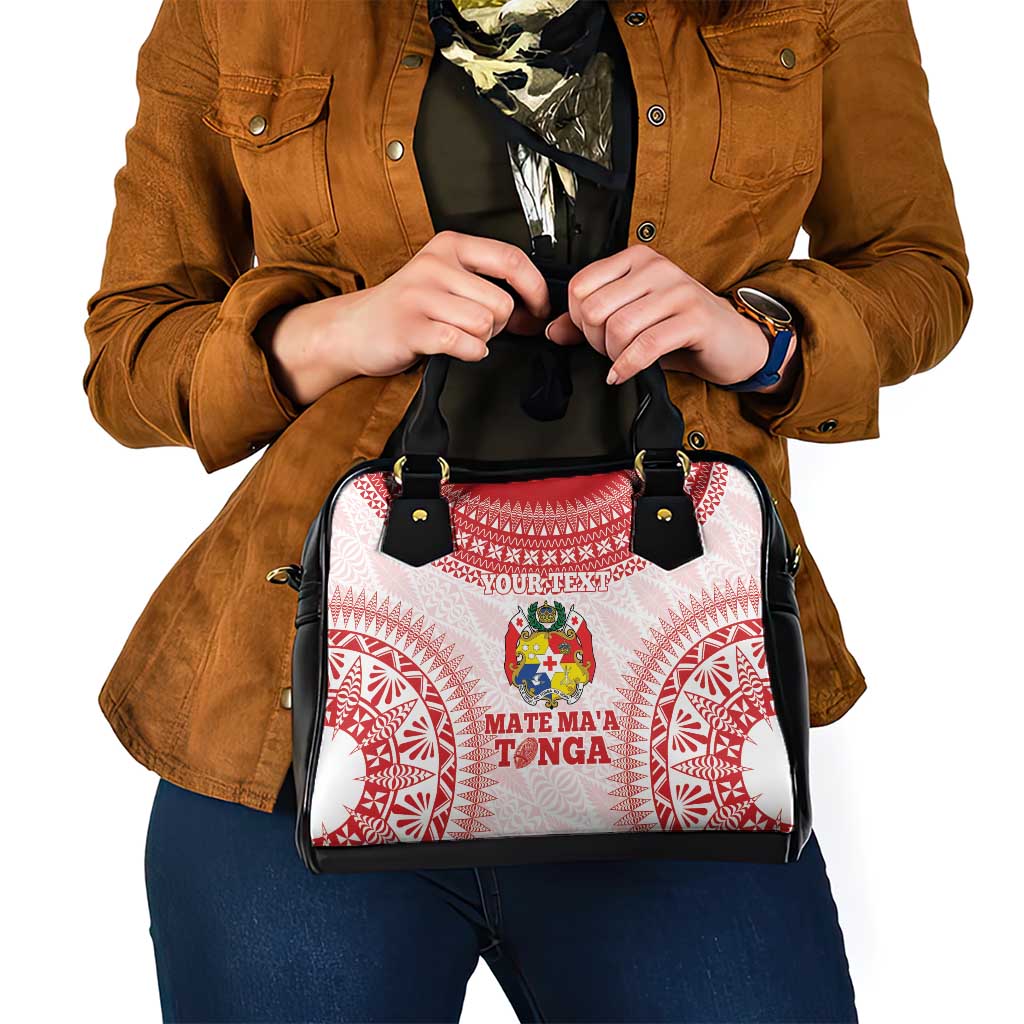 Custom Tonga Mate Maa Shoulder Handbag Go Champions Tongan Ngatu - White LT14 - Polynesian Pride