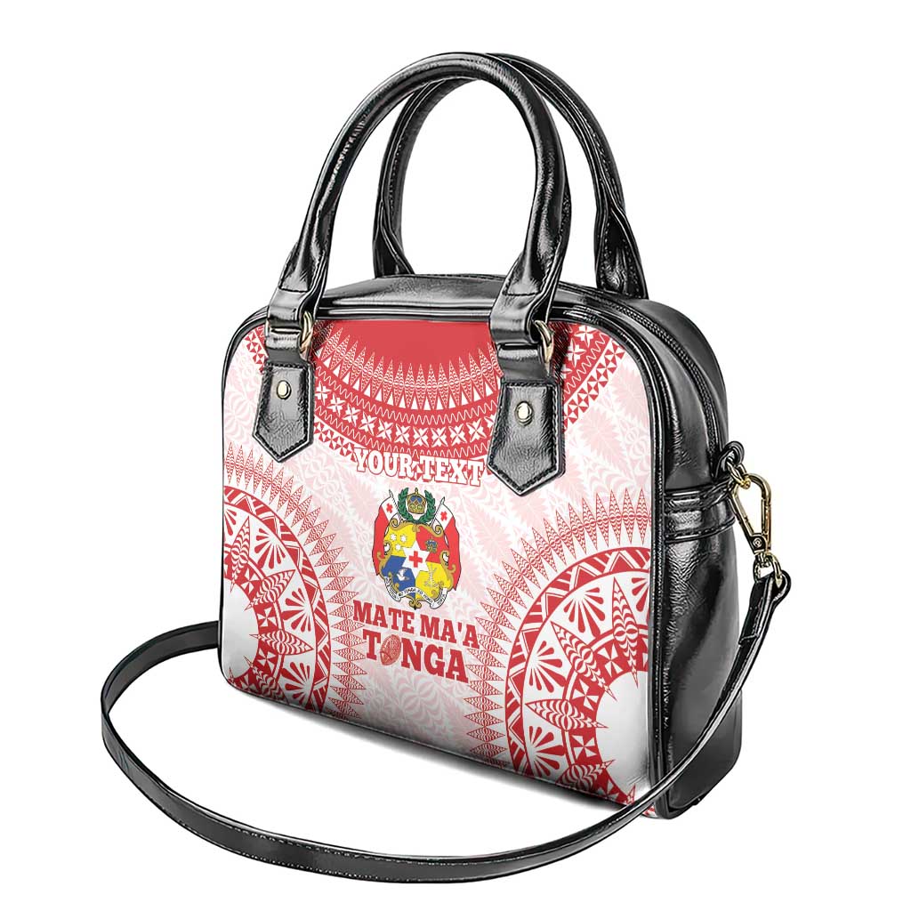 Custom Tonga Mate Maa Shoulder Handbag Go Champions Tongan Ngatu - White LT14 - Polynesian Pride