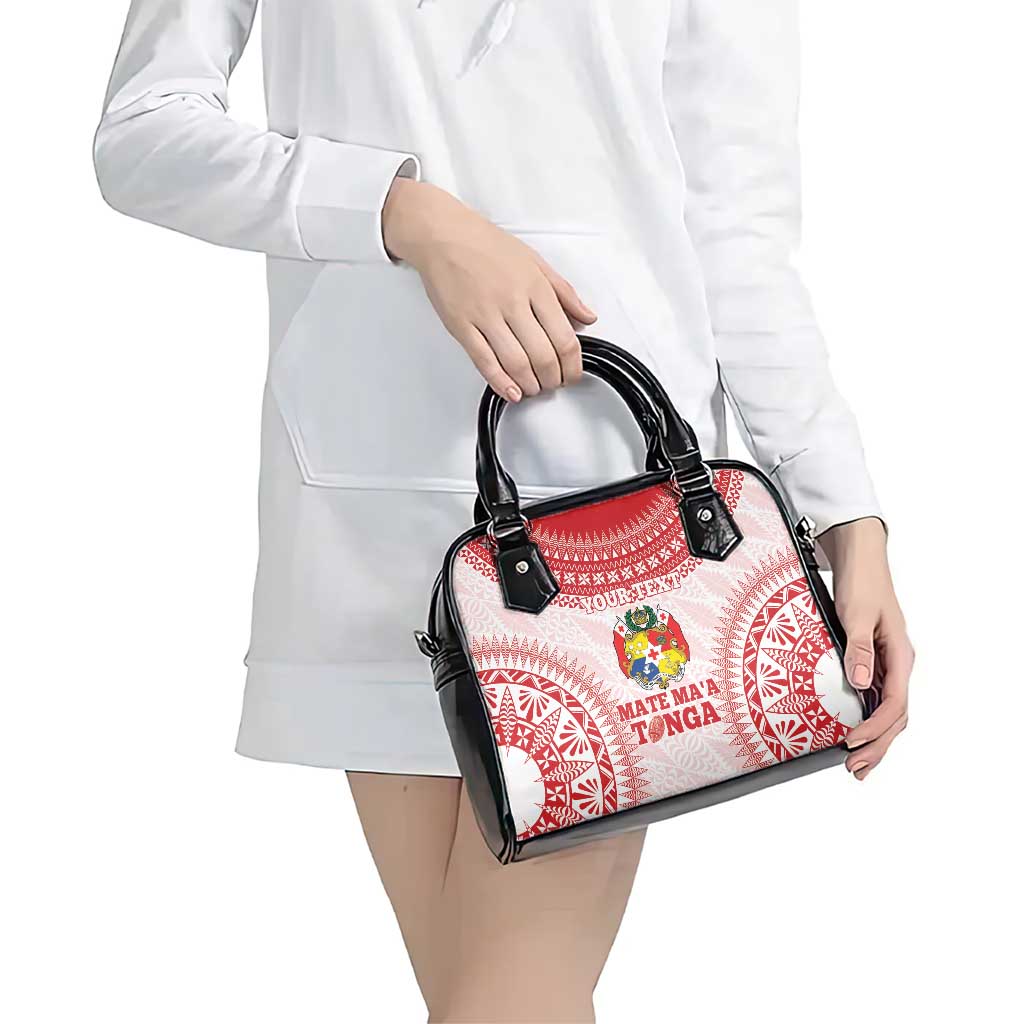 Custom Tonga Mate Maa Shoulder Handbag Go Champions Tongan Ngatu - White LT14 - Polynesian Pride