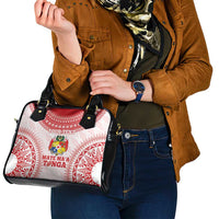 Custom Tonga Mate Maa Shoulder Handbag Go Champions Tongan Ngatu - White LT14 - Polynesian Pride