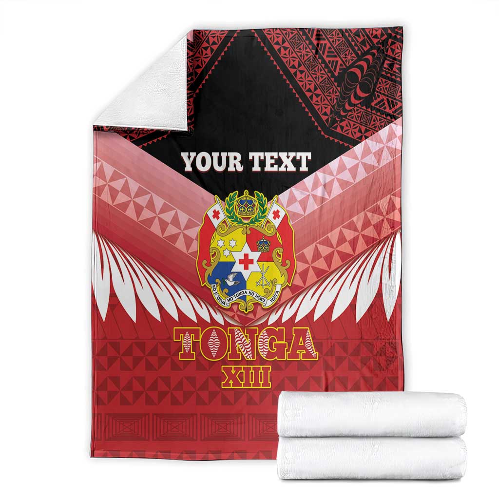 Custom Mate Maa Tonga XIII Blanket Tongan Kupesi Ngatu - Rugby Style