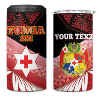 Personalised Mate Maa Tonga XIII 4 in 1 Can Cooler Tumbler Tongan Kupesi Ngatu - Rugby Style LT14 One Size: 16 oz Red - Polynesian Pride