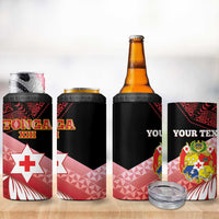Personalised Mate Maa Tonga XIII 4 in 1 Can Cooler Tumbler Tongan Kupesi Ngatu - Rugby Style LT14 - Polynesian Pride