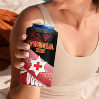 Personalised Mate Maa Tonga XIII 4 in 1 Can Cooler Tumbler Tongan Kupesi Ngatu - Rugby Style LT14 - Polynesian Pride