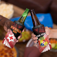 Personalised Mate Maa Tonga XIII 4 in 1 Can Cooler Tumbler Tongan Kupesi Ngatu - Rugby Style LT14 - Polynesian Pride