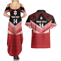 Custom Mate Maa Tonga XIII Couples Matching Summer Maxi Dress and Hawaiian Shirt Tongan Kupesi Ngatu - Rugby Style LT14 - Polynesian Pride