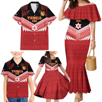 Custom Mate Maa Tonga XIII Family Matching Mermaid Dress and Hawaiian Shirt Tongan Kupesi Ngatu - Rugby Style LT14 - Polynesian Pride