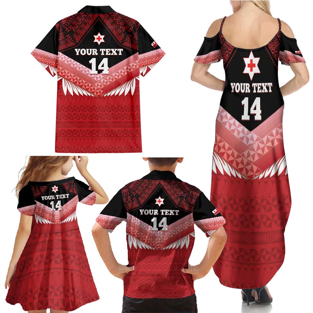 Custom Mate Maa Tonga XIII Family Matching Summer Maxi Dress and Hawaiian Shirt Tongan Kupesi Ngatu - Rugby Style LT14 - Polynesian Pride