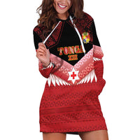 Custom Mate Maa Tonga XIII Hoodie Dress Tongan Kupesi Ngatu - Rugby Style LT14 Red - Polynesian Pride