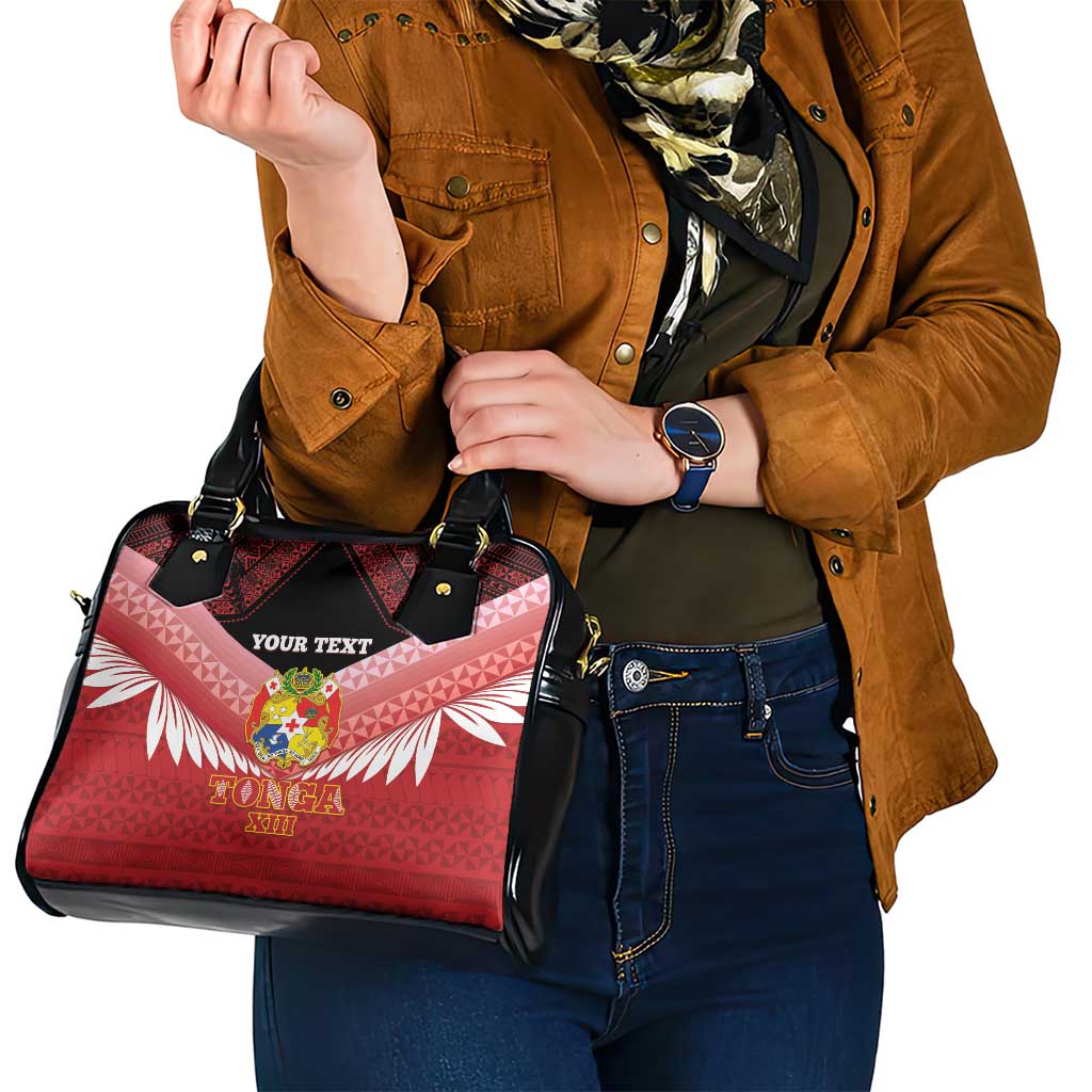 Custom Mate Maa Tonga XIII Shoulder Handbag Tongan Kupesi Ngatu - Rugby Style
