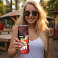 Personalised Mate Maa Tonga XIII Skinny Tumbler Tongan Kupesi Ngatu - Rugby Style LT14 - Polynesian Pride