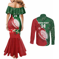 Custom Tonga And Australia Rugby Couples Matching Mermaid Dress and Long Sleeve Button Shirt Mate Maa Tongan Ngatu Mix Kangaroos Aboriginal LT14 - Polynesian Pride