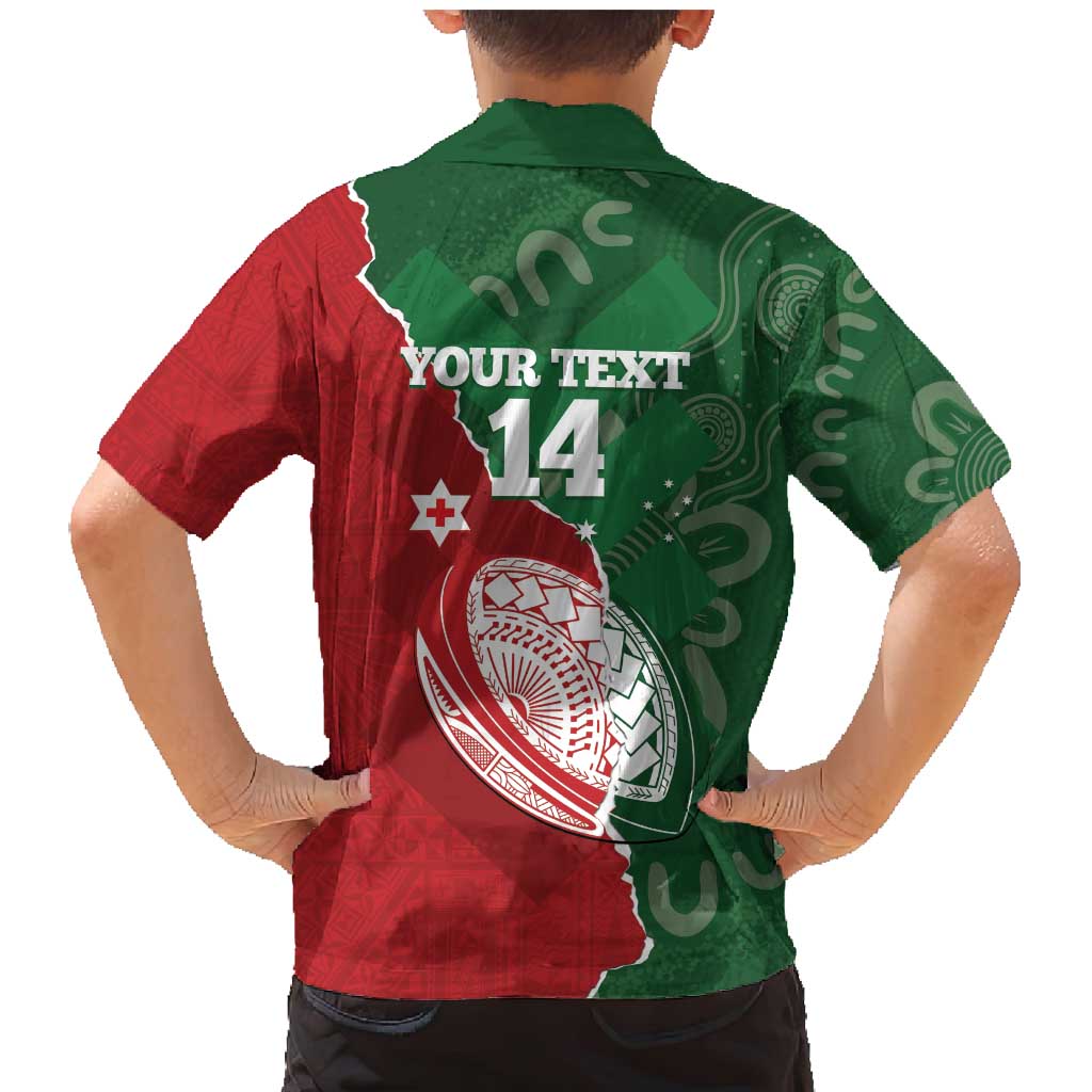 Custom Tonga And Australia Rugby Family Matching Mermaid Dress and Hawaiian Shirt Mate Maa Tongan Ngatu Mix Kangaroos Aboriginal LT14 - Polynesian Pride