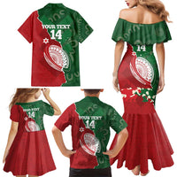 Custom Tonga And Australia Rugby Family Matching Mermaid Dress and Hawaiian Shirt Mate Maa Tongan Ngatu Mix Kangaroos Aboriginal LT14 - Polynesian Pride