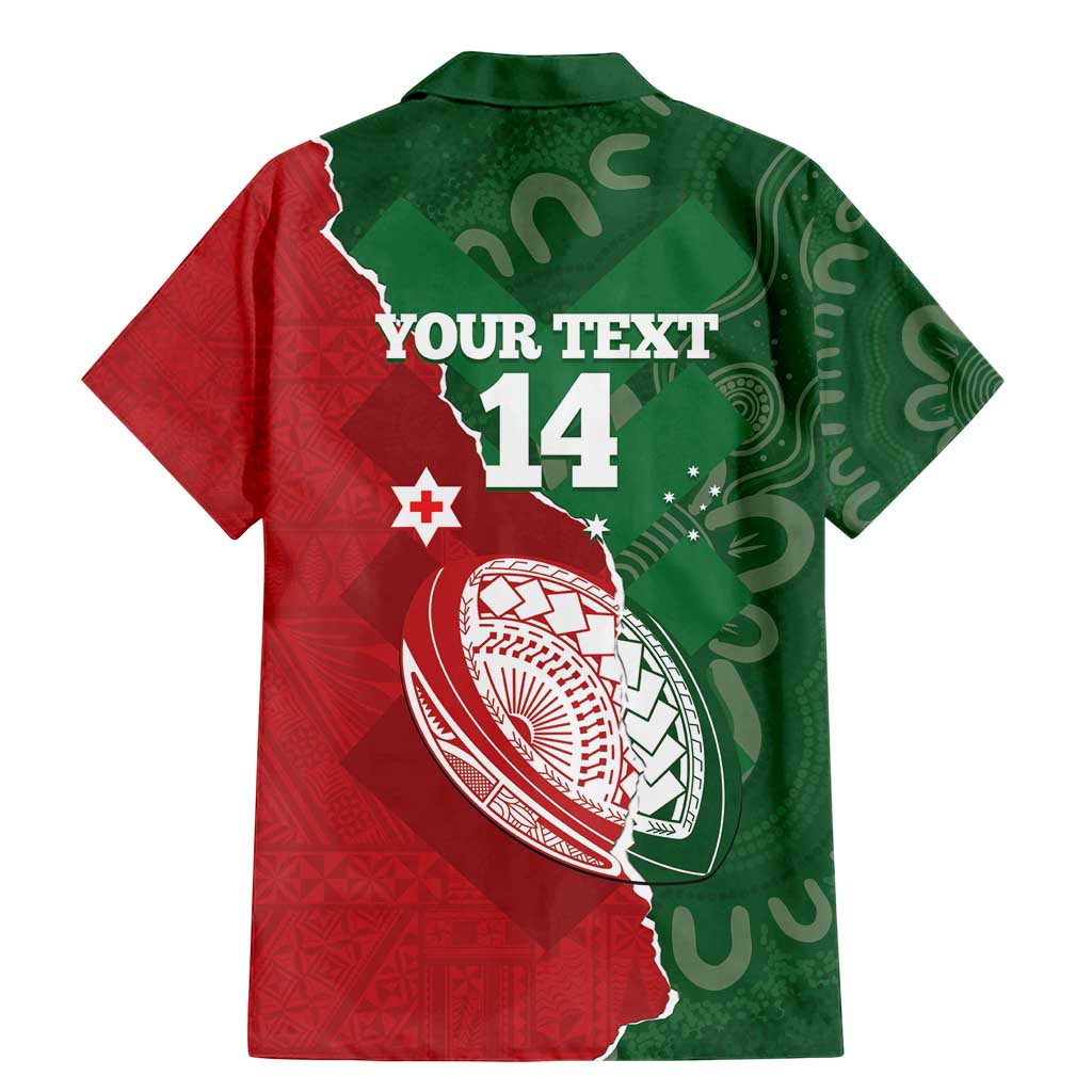 Custom Tonga And Australia Rugby Family Matching Mermaid Dress and Hawaiian Shirt Mate Maa Tongan Ngatu Mix Kangaroos Aboriginal LT14 - Polynesian Pride