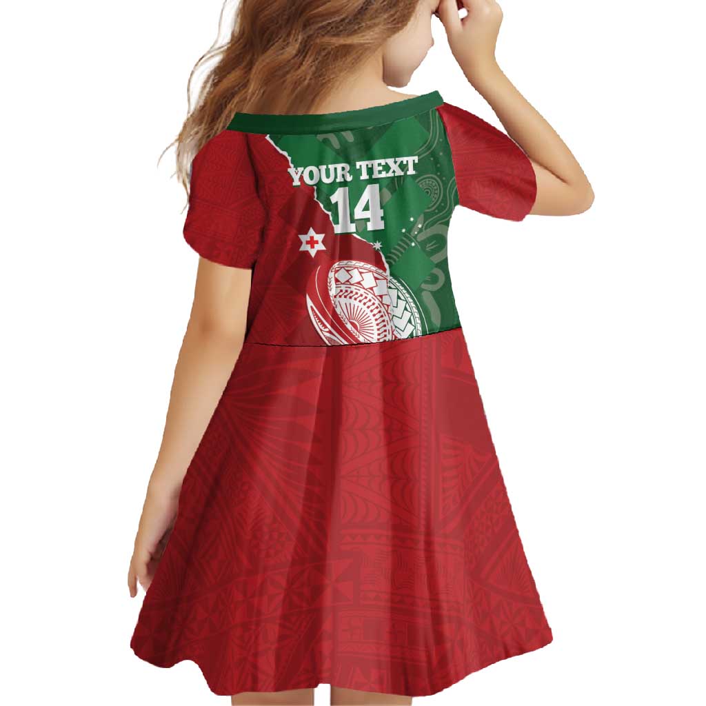 Custom Tonga And Australia Rugby Family Matching Off Shoulder Maxi Dress and Hawaiian Shirt Mate Maa Tongan Ngatu Mix Kangaroos Aboriginal LT14 - Polynesian Pride