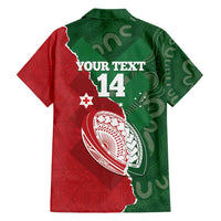 Custom Tonga And Australia Rugby Family Matching Off Shoulder Short Dress and Hawaiian Shirt Mate Maa Tongan Ngatu Mix Kangaroos Aboriginal LT14 - Polynesian Pride