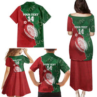 Custom Tonga And Australia Rugby Family Matching Puletasi and Hawaiian Shirt Mate Maa Tongan Ngatu Mix Kangaroos Aboriginal LT14 - Polynesian Pride