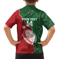 Custom Tonga And Australia Rugby Family Matching Summer Maxi Dress and Hawaiian Shirt Mate Maa Tongan Ngatu Mix Kangaroos Aboriginal LT14 - Polynesian Pride