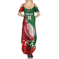 Custom Tonga And Australia Rugby Family Matching Summer Maxi Dress and Hawaiian Shirt Mate Maa Tongan Ngatu Mix Kangaroos Aboriginal LT14 - Polynesian Pride