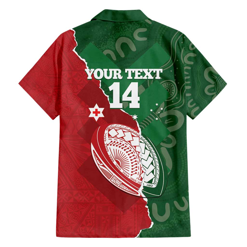 Custom Tonga And Australia Rugby Family Matching Tank Maxi Dress and Hawaiian Shirt Mate Maa Tongan Ngatu Mix Kangaroos Aboriginal LT14 - Polynesian Pride