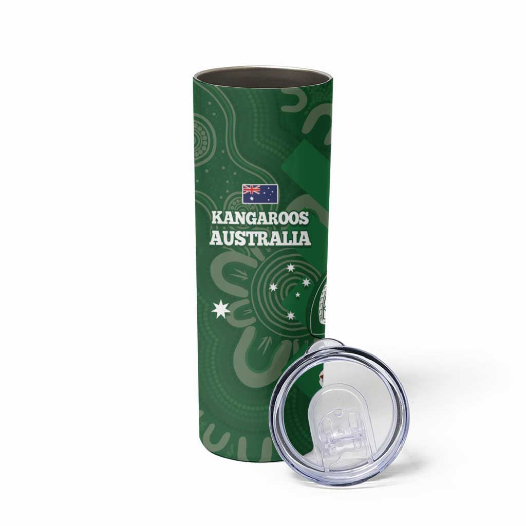 Tonga And Australia Rugby Skinny Tumbler Mate Maa Tongan Ngatu Mix Kangaroos Aboriginal LT14 - Polynesian Pride