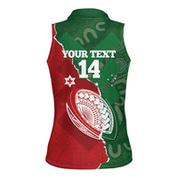 Custom Tonga And Australia Rugby Women Sleeveless Polo Shirt Mate Maa Tongan Ngatu Mix Kangaroos Aboriginal LT14 - Polynesian Pride