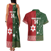 Custom Mate Maa Tonga And Kangaroo Australia Couples Matching Tank Maxi Dress and Hawaiian Shirt Tongan Kupesi Mix Aboriginal Art LT14 - Polynesian Pride