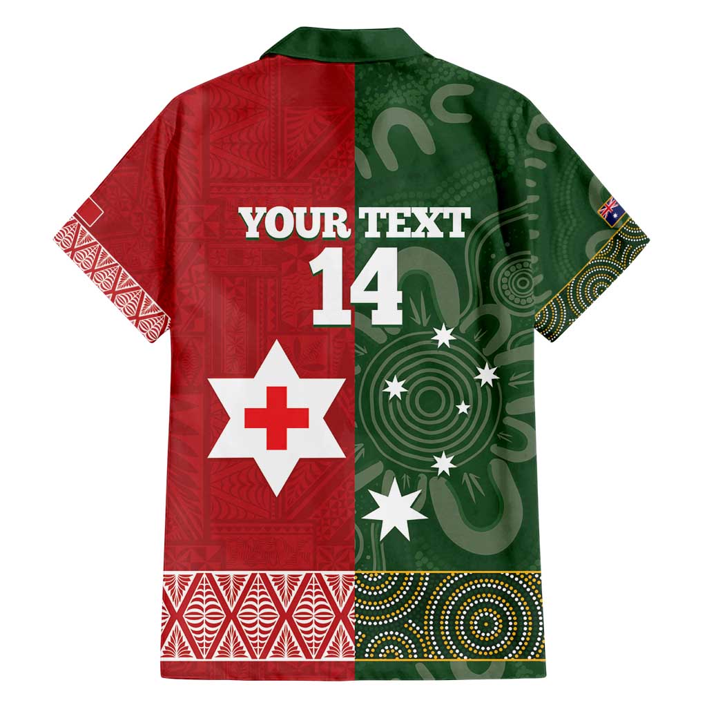 Custom Mate Maa Tonga And Kangaroo Australia Family Matching Long Sleeve Bodycon Dress and Hawaiian Shirt Tongan Kupesi Mix Aboriginal Art LT14 - Polynesian Pride