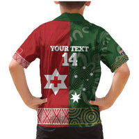 Custom Mate Maa Tonga And Kangaroo Australia Family Matching Mermaid Dress and Hawaiian Shirt Tongan Kupesi Mix Aboriginal Art LT14 - Polynesian Pride