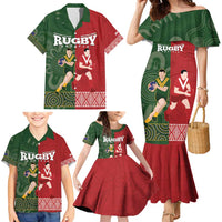 Custom Mate Maa Tonga And Kangaroo Australia Family Matching Mermaid Dress and Hawaiian Shirt Tongan Kupesi Mix Aboriginal Art LT14 - Polynesian Pride