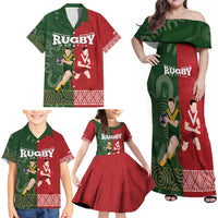 Custom Mate Maa Tonga And Kangaroo Australia Family Matching Off Shoulder Maxi Dress and Hawaiian Shirt Tongan Kupesi Mix Aboriginal Art LT14 - Polynesian Pride