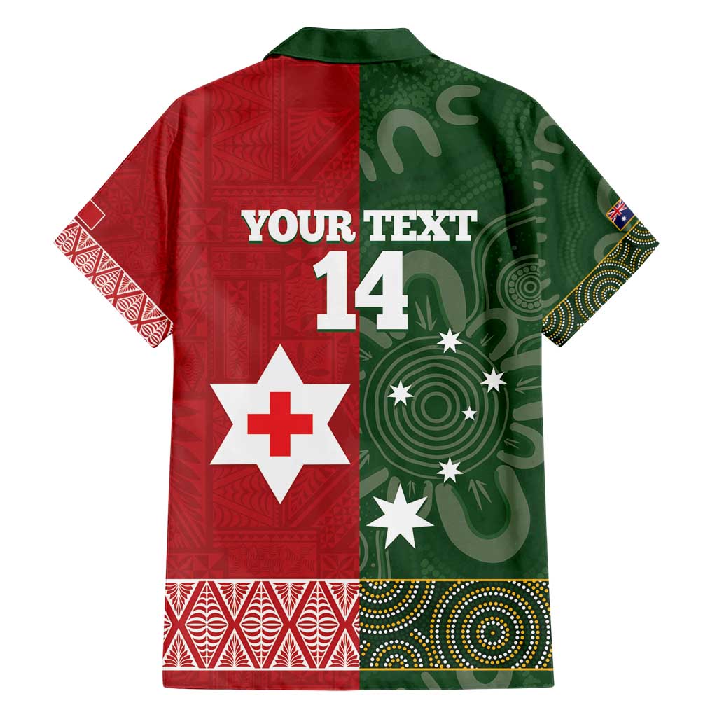 Custom Mate Maa Tonga And Kangaroo Australia Family Matching Short Sleeve Bodycon Dress and Hawaiian Shirt Tongan Kupesi Mix Aboriginal Art LT14 - Polynesian Pride