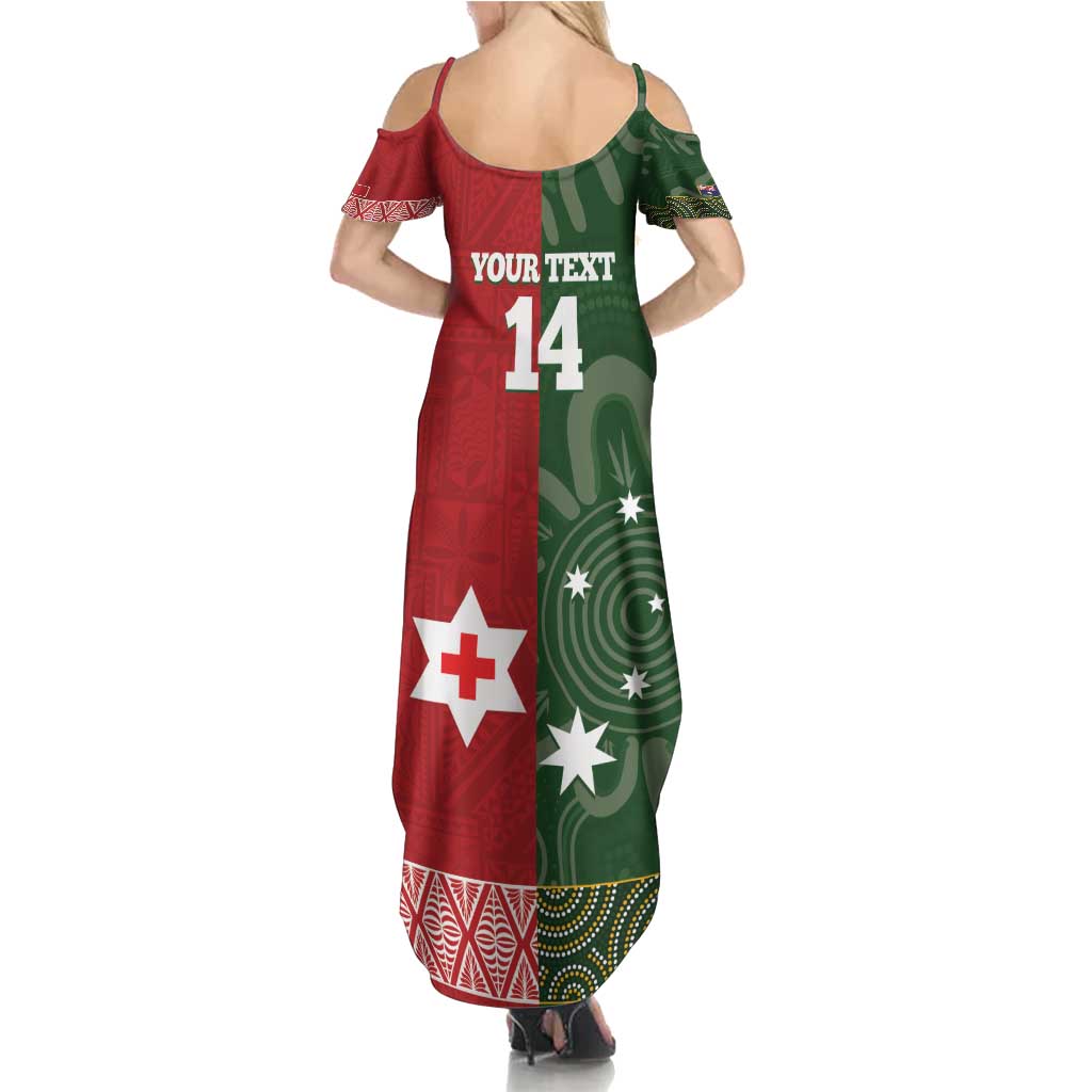 Custom Mate Maa Tonga And Kangaroo Australia Family Matching Summer Maxi Dress and Hawaiian Shirt Tongan Kupesi Mix Aboriginal Art LT14 - Polynesian Pride