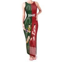Custom Mate Maa Tonga And Kangaroo Australia Family Matching Tank Maxi Dress and Hawaiian Shirt Tongan Kupesi Mix Aboriginal Art LT14 Mom's Dress Green - Polynesian Pride