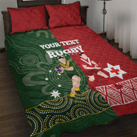 Custom Mate Maa Tonga And Kangaroo Australia Quilt Bed Set Tongan Kupesi Mix Aboriginal Art