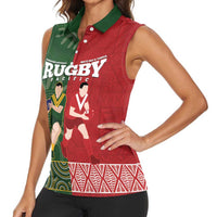 Custom Mate Maa Tonga And Kangaroo Australia Women Sleeveless Polo Shirt Tongan Kupesi Mix Aboriginal Art LT14 - Polynesian Pride