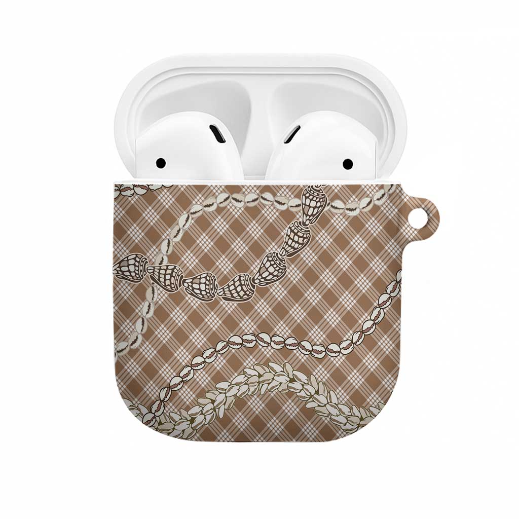 Brown Aloha Hawaii Shell Lei AirPods Case Palaka Hebrew Cone Honey Cowrie Elegant Curves - Polynesian Pride