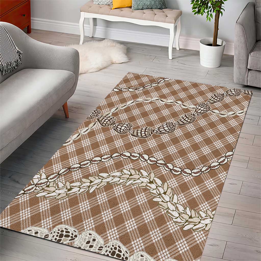 Brown Aloha Hawaii Shell Lei Area Rug Palaka Hebrew Cone Honey Cowrie Elegant Curves - Polynesian Pride