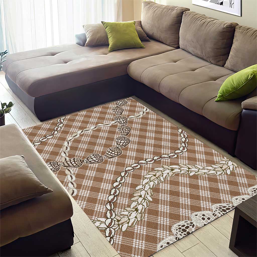 Brown Aloha Hawaii Shell Lei Area Rug Palaka Hebrew Cone Honey Cowrie Elegant Curves - Polynesian Pride