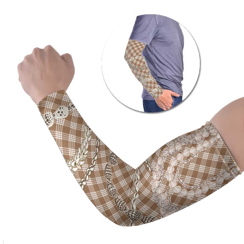 Brown Aloha Hawaii Shell Lei Arm Sleeves Palaka Hebrew Cone Honey Cowrie Elegant Curves - Polynesian Pride