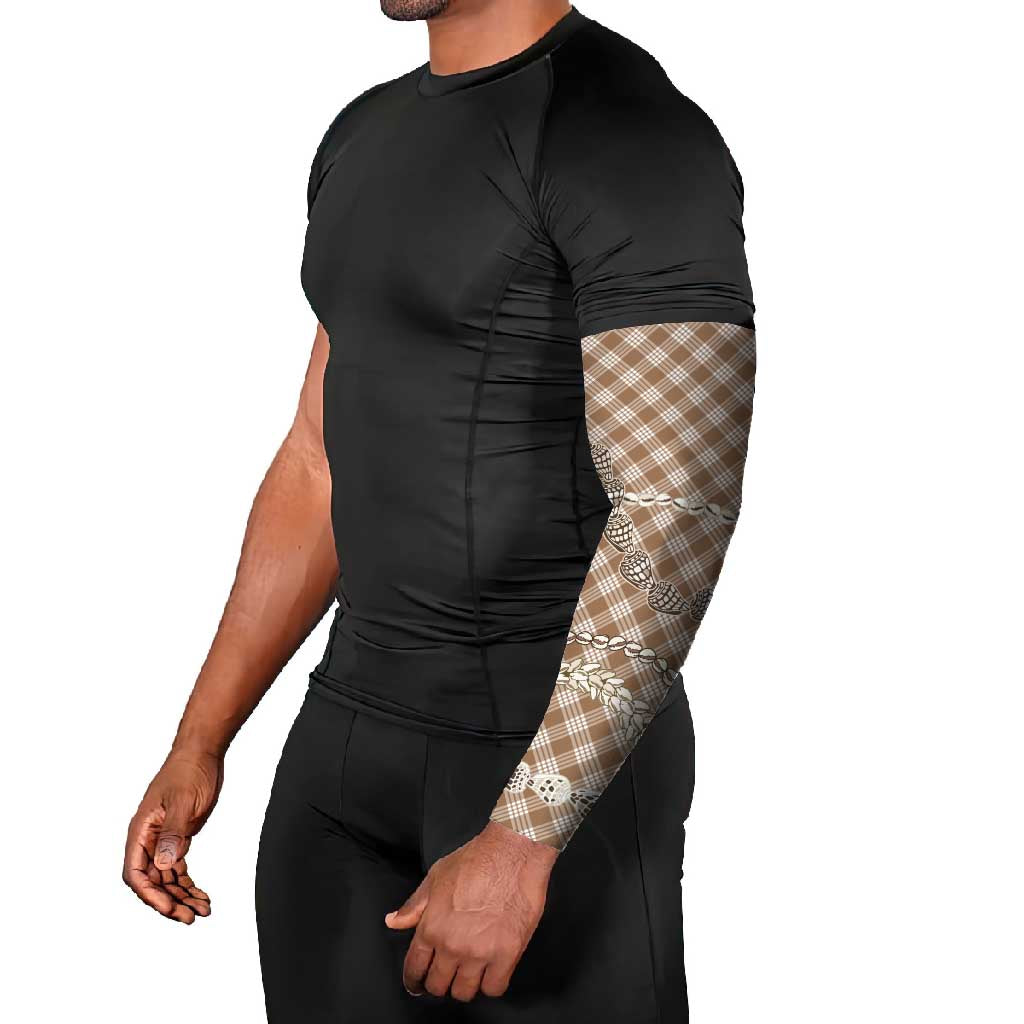 Brown Aloha Hawaii Shell Lei Arm Sleeves Palaka Hebrew Cone Honey Cowrie Elegant Curves - Polynesian Pride