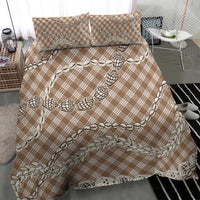 Brown Aloha Hawaii Shell Lei Bedding Set Palaka Hebrew Cone Honey Cowrie Elegant Curves - Polynesian Pride