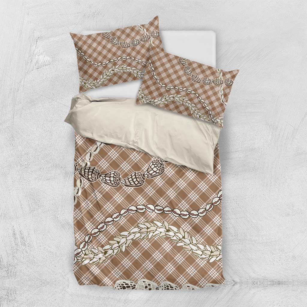 Brown Aloha Hawaii Shell Lei Bedding Set Palaka Hebrew Cone Honey Cowrie Elegant Curves - Polynesian Pride