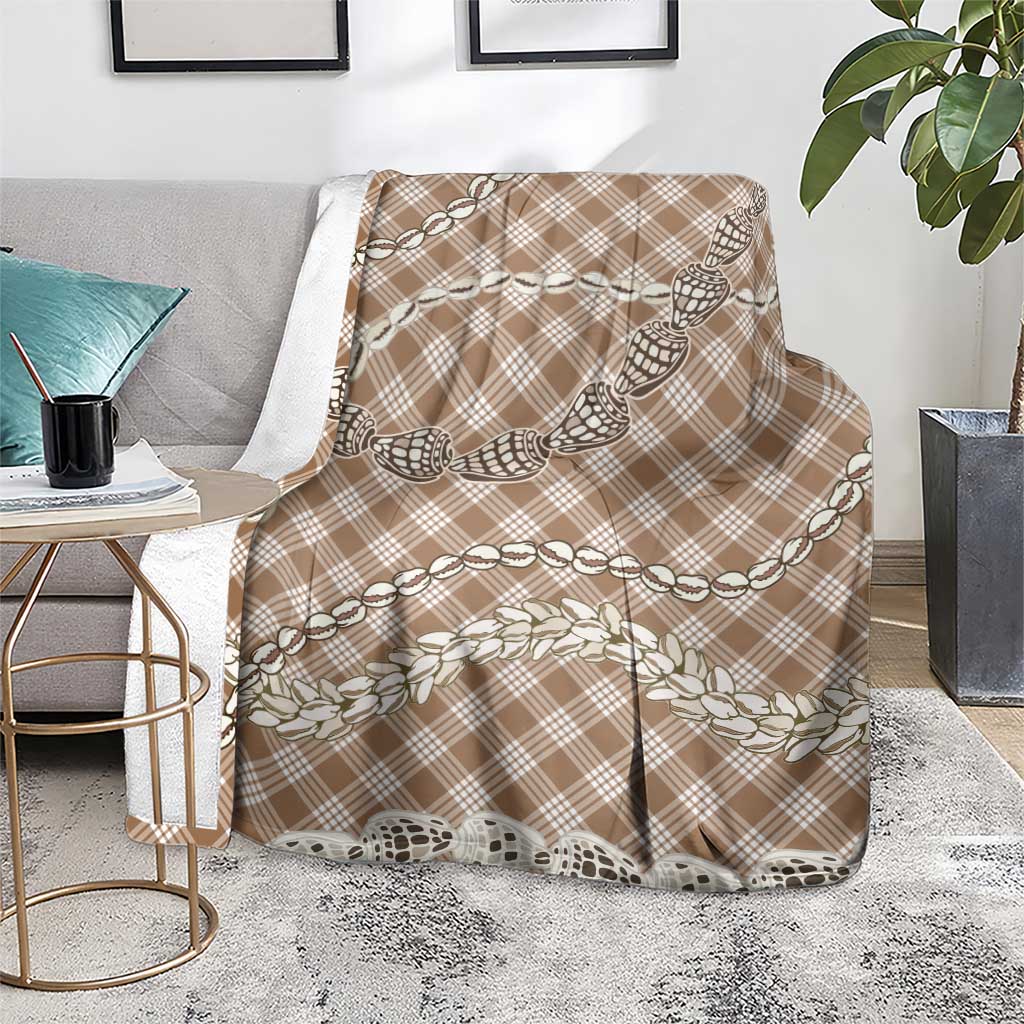 Brown Aloha Hawaii Shell Lei Blanket Palaka Hebrew Cone Honey Cowrie Elegant Curves - Polynesian Pride