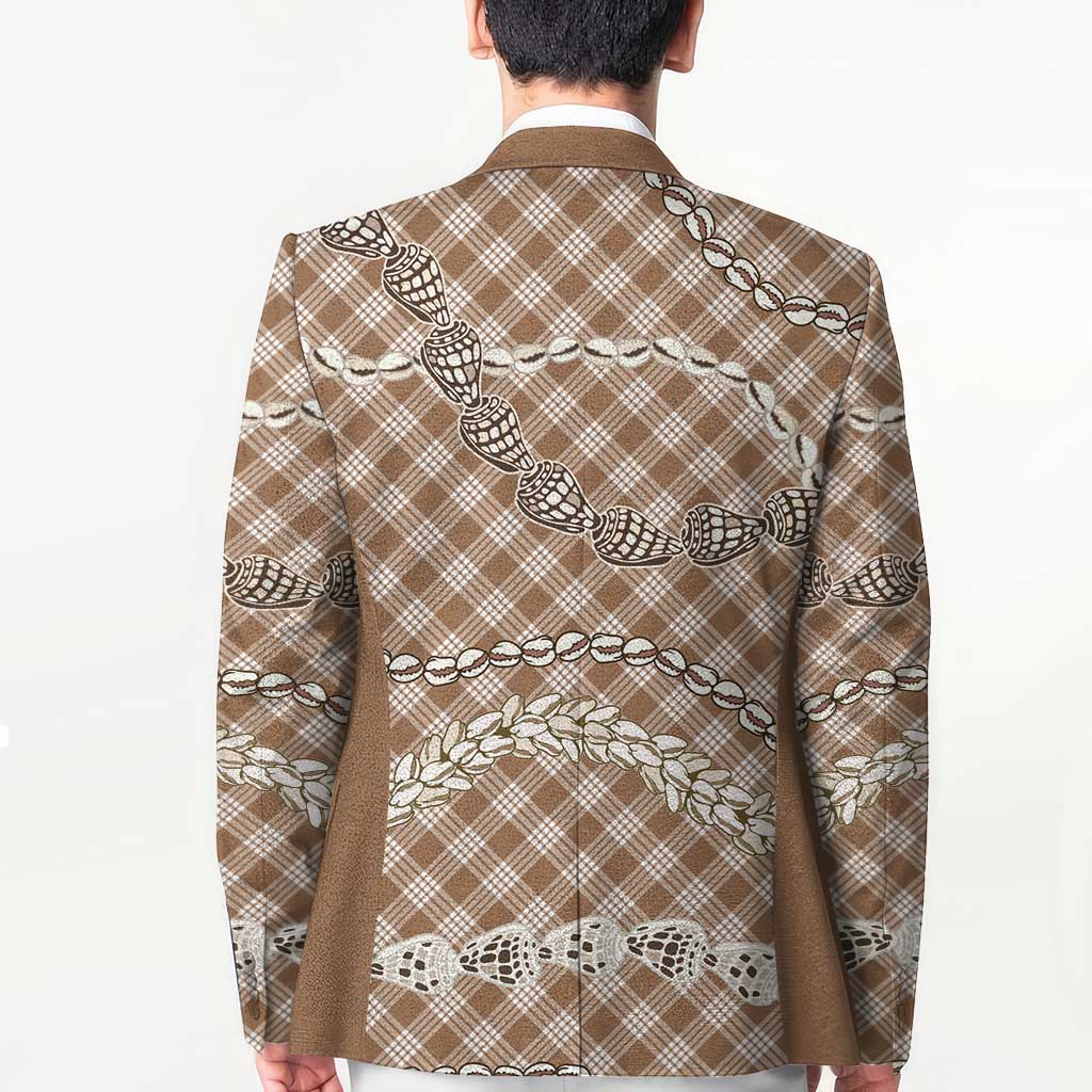 Brown Aloha Hawaii Shell Lei Blazer Palaka Hebrew Cone Honey Cowrie Elegant Curves - Polynesian Pride