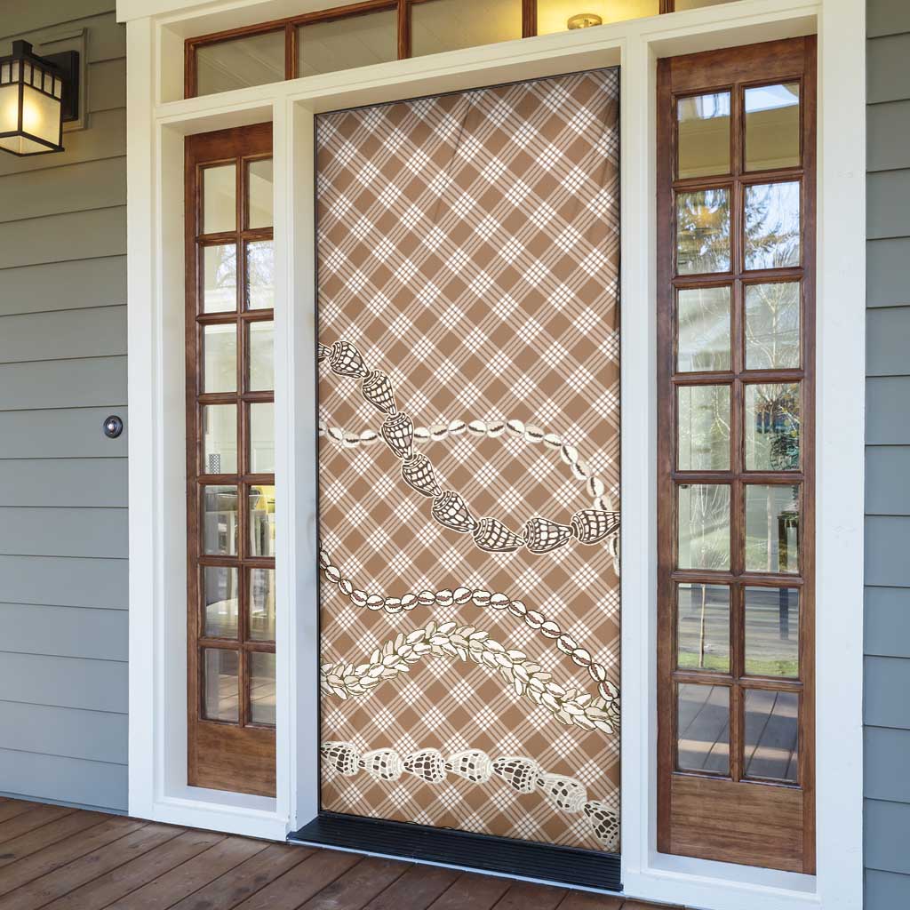 Brown Aloha Hawaii Shell Lei Door Cover Palaka Hebrew Cone Honey Cowrie Elegant Curves - Polynesian Pride